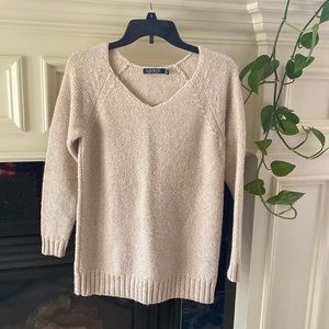 Lauren v-neck sweater, beige, size small